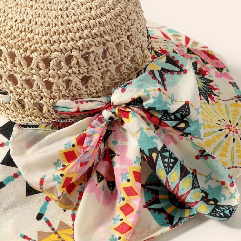 Floral Print Straw Hat - Picture 5 of 5
